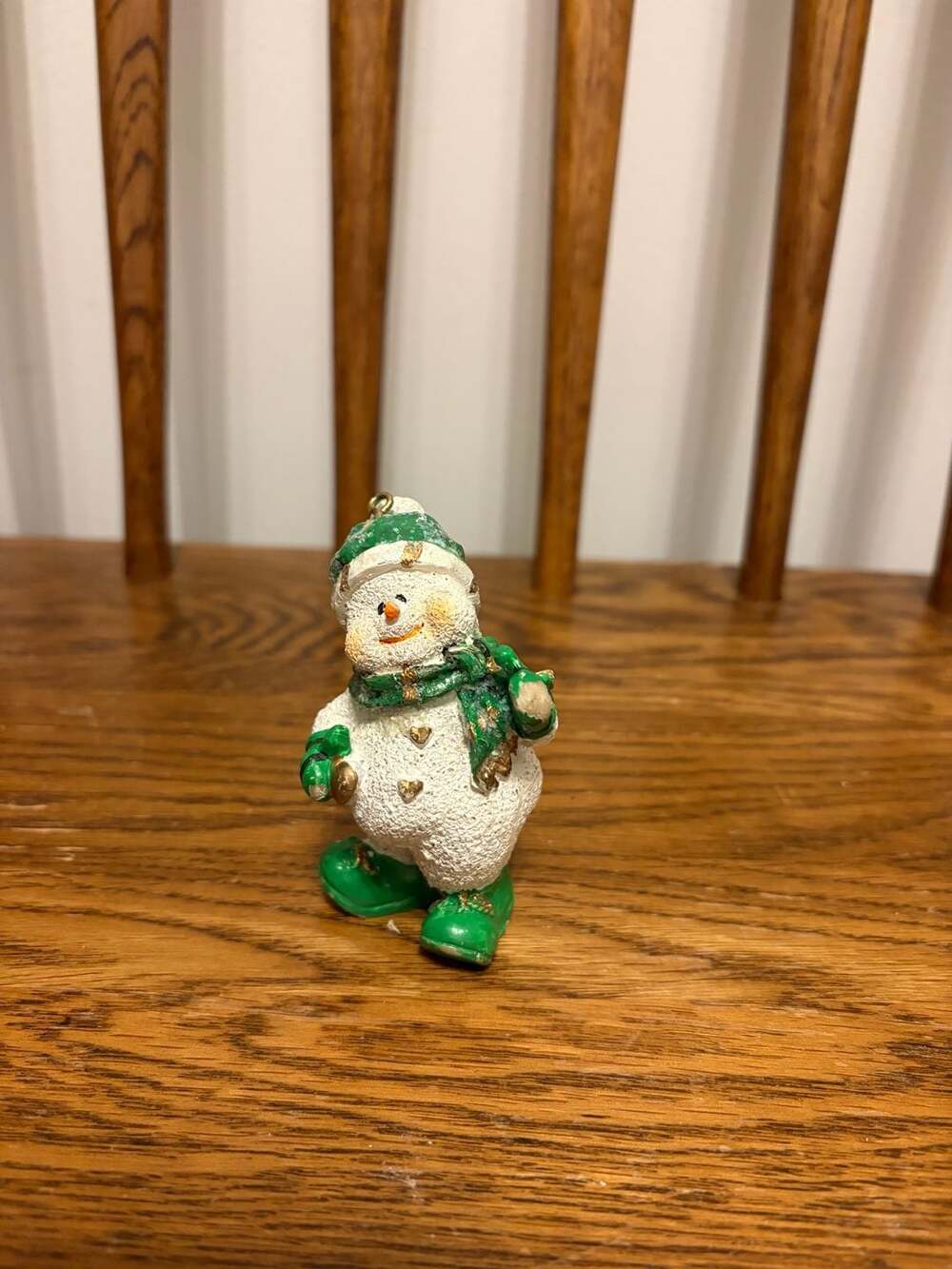Cedar Creek Collection Snowman Christmas Ornament Green Scarf 3 Inch